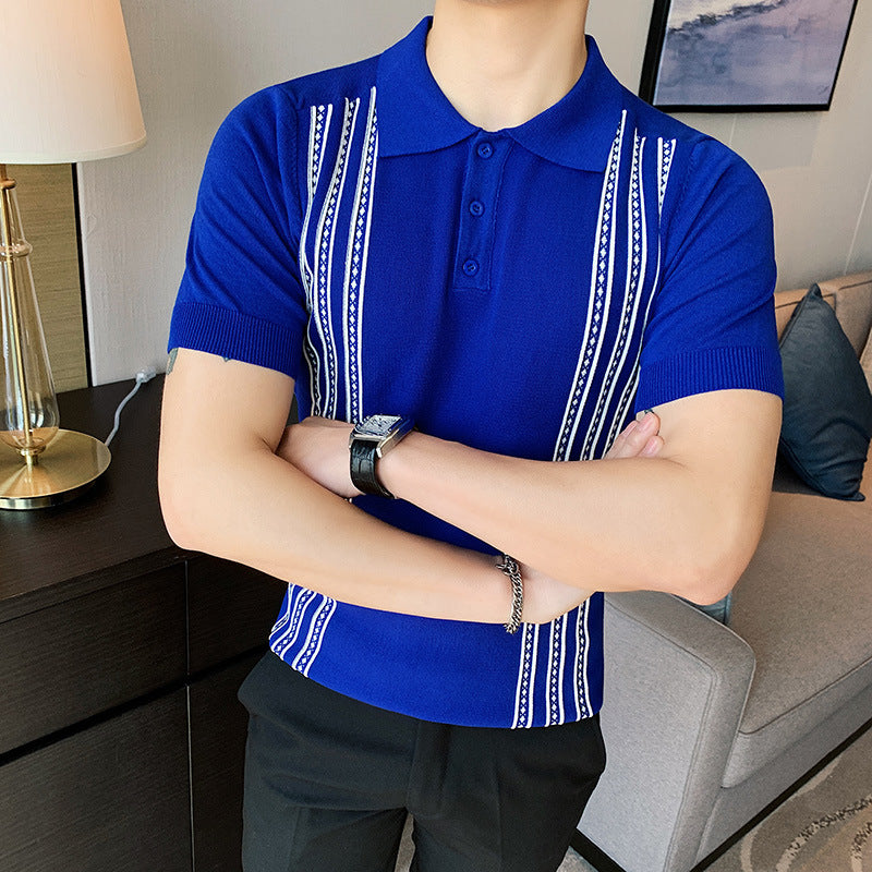 Knitted slim fit short sleeve polo