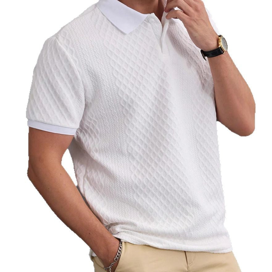 Jacquard Fabric Button Placket Polo Shirt