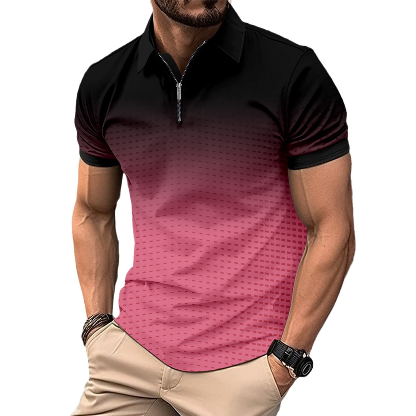 Men's Printing Dots Gradient Polo Shirt