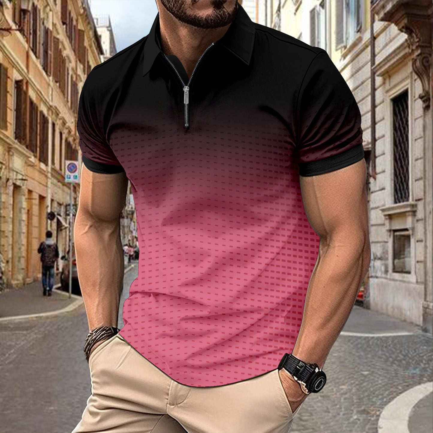 Men's Printing Dots Gradient Polo Shirt