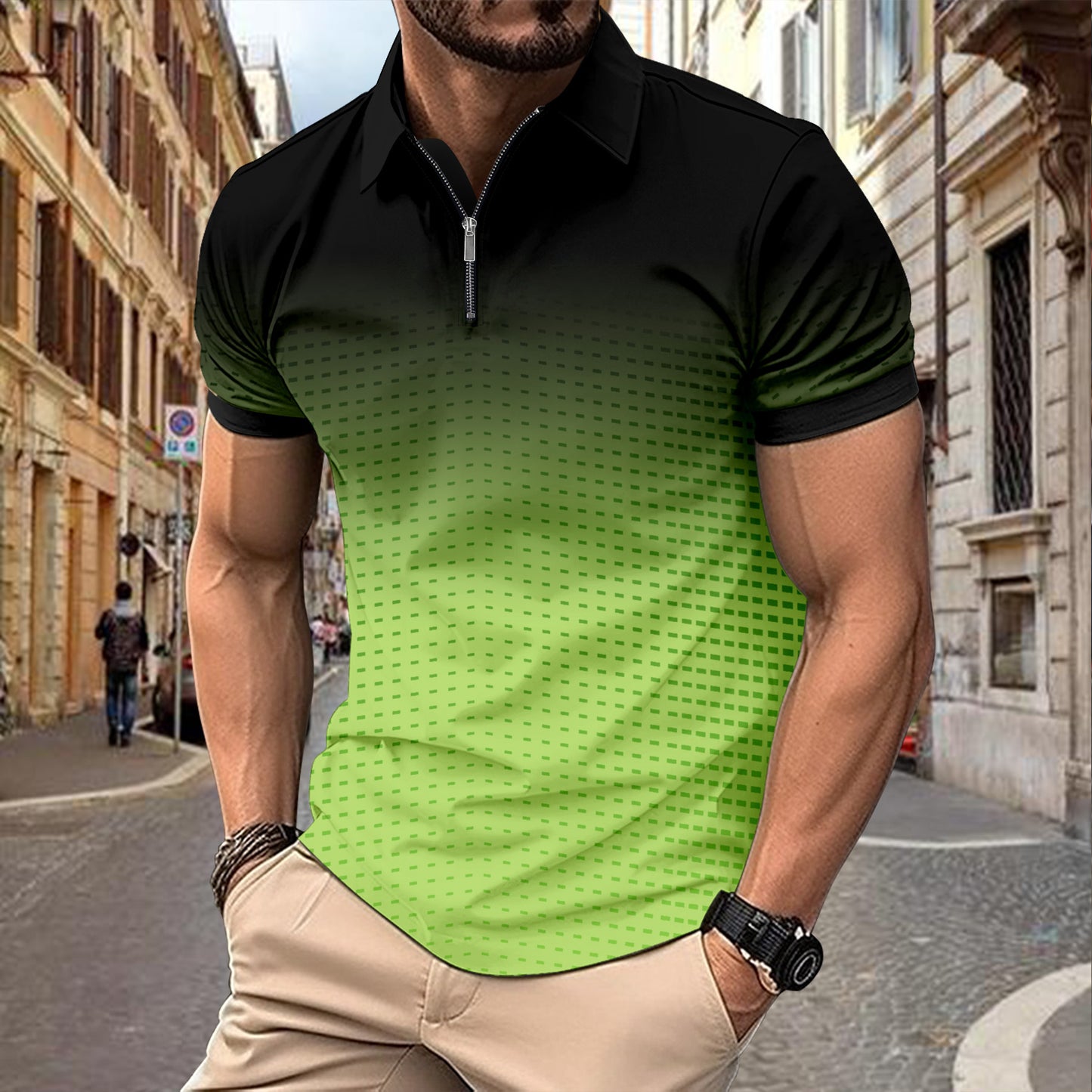 Men's Printing Dots Gradient Polo Shirt